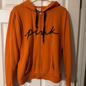 PINK Victoria's Secret Vibrant Orange Zip-Up Hoodie